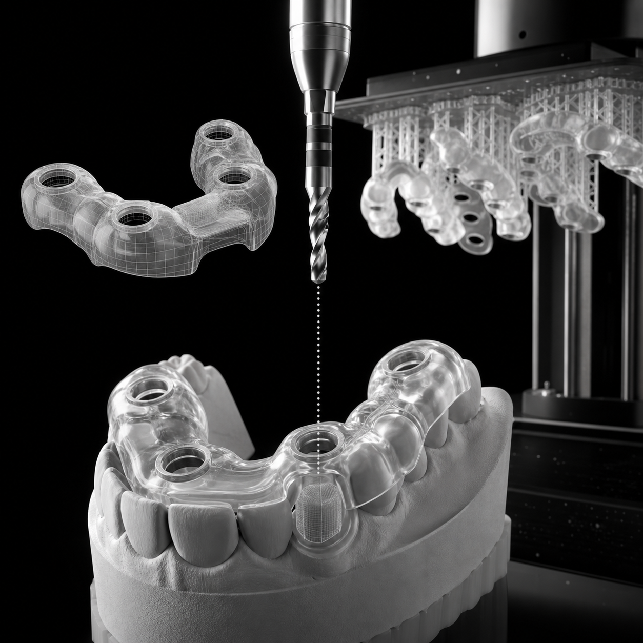 High-quality 3D render of dental guide design and production